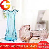 彩色玻璃花瓶大号富贵竹百合水培插花花器欧式透明花瓶客厅摆件