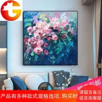 纯手绘油画玫瑰花卉装饰画定制巨幅玄关挂画客厅油画餐厅手工画