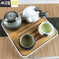 三维工匠小茶具套装家用简约现代阳台庭院功夫茶具日式酒店客房干泡小茶台 雪花侧把壶(黑白)杯+茶盘白+罐