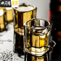 三维工匠威士忌杯子6只套装洋酒杯玻璃酒杯 酒吧啤酒杯水杯茶杯加厚耐热 金色602只装