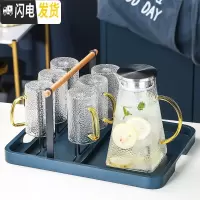 三维工匠英式下午花茶套装透明家用玻璃水果茶壶茶具北欧茶杯杯子可加热 玻璃花茶茶具9件套[252]配6勺子