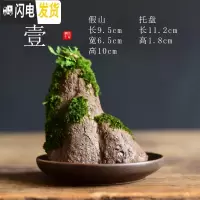 三维工匠苔藓盆栽假山吸水石盆景水培青苔造景办公室桌面净化空气花盆摆件 [壹-假山苔藓盆栽] 小花盆容器