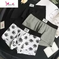 港风轻复古男士棉内裤平角裤中腰青年运动内裤透气平角宽松短裤 FISH BASKET