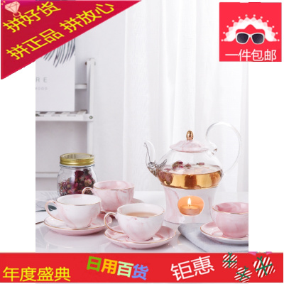欧式ins花果茶具套装蜡烛加热 简约陶瓷煮水果花茶具下午茶壶茶杯