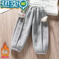 绿彩虹光女童加绒裤子秋冬儿童可爱羊驼绒加厚长裤洋派女宝宝保暖卫裤棉裤