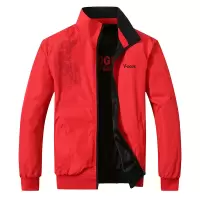 NEW LAKE春秋新款男式运动休闲外套青年双面穿立领薄款夹克大红喜庆红衣服夹克
