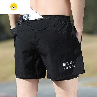 FISH BASKET跑步短裤男士运动速干季薄款宽松健身紧身三分裤可放手机带内衬