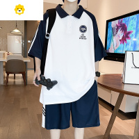 FISH BASKET季短袖t恤一套青少年初中学生男孩POLO衫运动潮牌休闲百搭套装