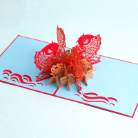 卡小姐 3D生日贺卡新年祝福手工纸质雕刻立体鱼卡片
