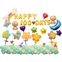 婴儿百天气球装饰 宝宝百日宴布置用品 狗宝宝100 周岁生日背景墙