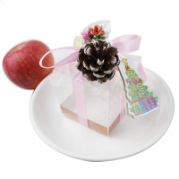 圣诞苹果礼品盒平安夜果包装盒5色可选正方形手工串珠苹果盒10个