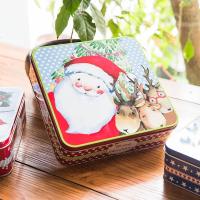 圣诞节礼品包装盒正方形饼干曲奇收纳铁盒糖果礼品食品盒子 大号