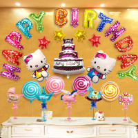 hello kitty猫气球女宝宝儿童周岁生日趴体派对主题布置装饰用品