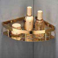 欧式金色铜转角双层三角篮板篮网篮浴室挂件置物架收纳化妆品架