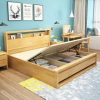 现代简约北欧风格实木床1.5米单人床1.8米主卧双人床高箱储物床