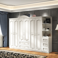 欧式衣柜现代简约经济型白色卧室柜子实木板式组装家用六大衣橱