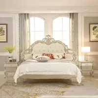 欧式床1.5可爱女孩床真皮床欧式家具1.8米储物床松木婚床公主床
