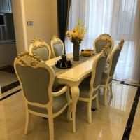 欧式餐桌椅组合 新古典餐桌 实木花别墅长方形饭桌高贵饭桌