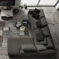 北欧羽绒布艺沙发现代简约大小户型客厅整装转角棉麻乳胶沙发组合