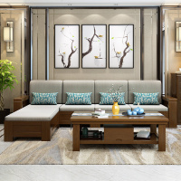 实木沙发组合客厅冬夏两用经济型木质L型新中式大小户型沙发储物