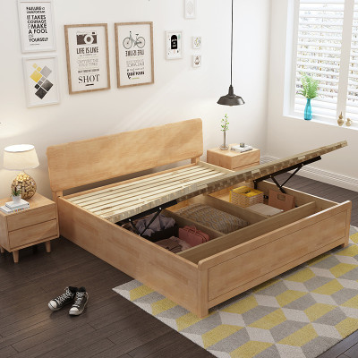 北欧全实木床现代简约1.8米双人床主卧储物1.5经济型卧室橡木婚床