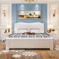 白色实木床1.8米双人主卧床现代简约储物高箱抽屉水曲柳工厂直销