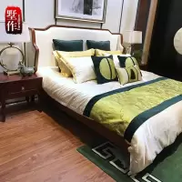 新中式实木床 现代双人床 1.8米大床 实木白蜡木 卧室婚床实木床