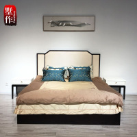 新中式实木床 现代酒店样板房中式简约布艺禅意主卧双人床家具