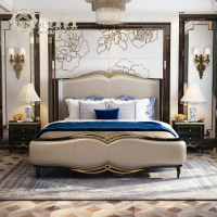 欧式实木床双人床1.8米婚床 简约现代床简欧床北欧床定制