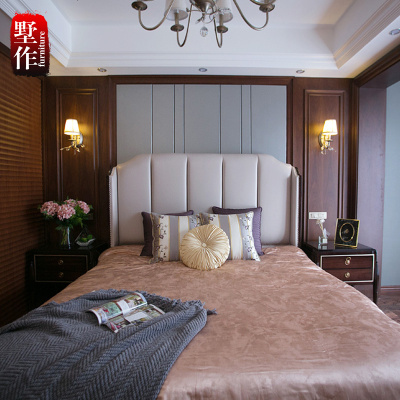 美式双人床2米2.2米欧式大床布艺皮艺床现代简约轻奢床卧室公主床