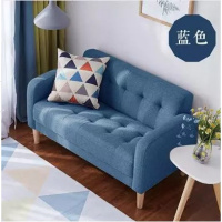  北欧简易小户型单双人三人沙发现代简约沙发组合咖啡厅布艺小沙发 蓝色大双人1.42米/可拆洗坐垫+送抱