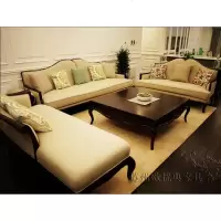 样板房沙发组合 简约欧式实木沙发 时尚布艺沙发 别墅客厅沙发