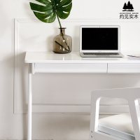 实木白色书桌北欧电脑台式桌家用简约现公桌学生写字桌学习桌