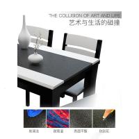 火烧石餐桌椅组合现代简约北欧白黑色火山石长方形小户型饭桌家用
