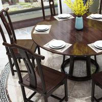 新中式餐桌椅组合实木圆桌带转盘饭桌组合大小户型家用