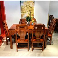 红木餐桌长方形非洲花梨木刺猬紫檀餐桌象头六椅东阳红木家具厂家