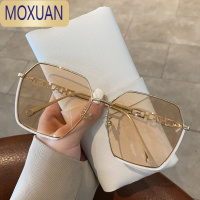 MOXUAN金属框茶色墨镜女韩版新款方形大框显脸小遮阳太阳眼镜简约眼镜太阳镜