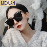 MOXUAN网红潮款连体无边框超黑色偏光墨镜女大框圆脸街拍太阳镜方框眼镜