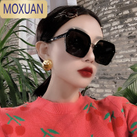 MOXUAN新款大方框偏光墨镜女时髦方形圆脸长脸太阳镜韩版潮网红眼镜黑色