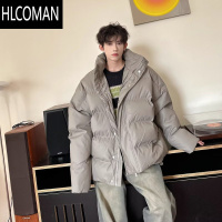 HLCOMAN韩国小众时髦pu皮棉服外套男冬季高级感立领宽松加厚p暖款式棉衣