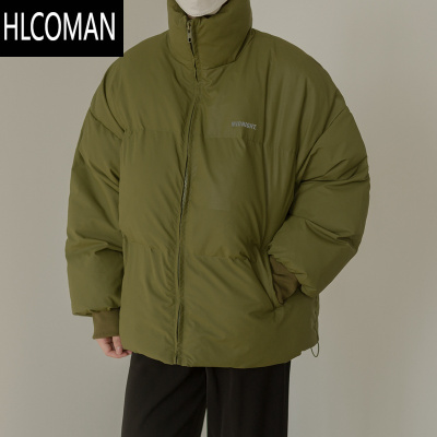 HLCOMANMG23冬季韩风复古特殊材质立领棉衣男外套休闲纯色p暖情侣面包服