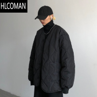 HLCOMAN2022年冬季新款潮流港风复古工装宽松无领外搭棉衣棒球服外套男女