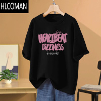 HLCOMAN设计感小众短袖t恤女夏季2024新款半袖黑色oversize女装