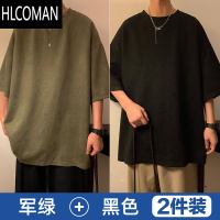 HLCOMAN短袖男士夏季2024新款美式复古大码男装T恤绒宽松体恤胖