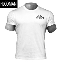 HLCOMAN夏季美式复古健身t恤男士棉质修身跑步休闲运动短袖透气训练衣服