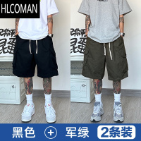 HLCOMAN短裤男士潮牌美式夏季休闲五分裤运动工装宽松大码胖子裤子