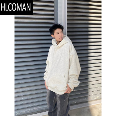 HLCOMAN美式双压纽扣连帽卫衣男潮牌420g内搭欧美hiphop外套