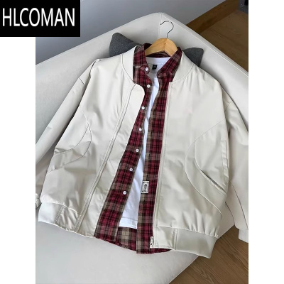 HLCOMAN美式cleanfit哈灵顿夹克套装男浅色立领情侣棒球服飞行服外套