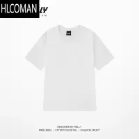 HLCOMANins厚实纯色短袖T恤男女同款圆领打底衫潮白色半袖bf
