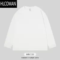 HLCOMAN245g白色短袖t恤男2025新款宽松圆领美式长袖内搭打底衫
